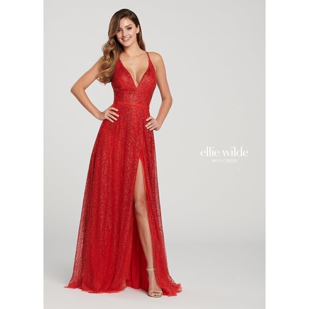 Ellie Wilde Glitter Grad Dress EW119001 Red